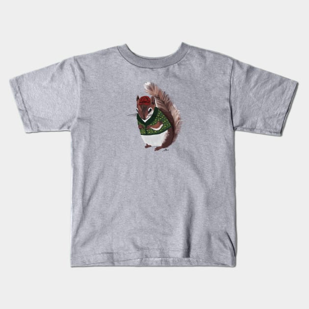 Squirrely Squirrel Kids T-Shirt by EmilyLaurelHarris